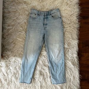 Zara Blue Straight Jeans High-Waisted Denim